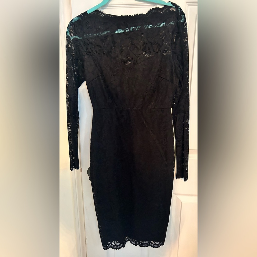 Lulus Black Lace Long Sleeve Bodycon Dress | M | Cocktail Dress | Stretchy